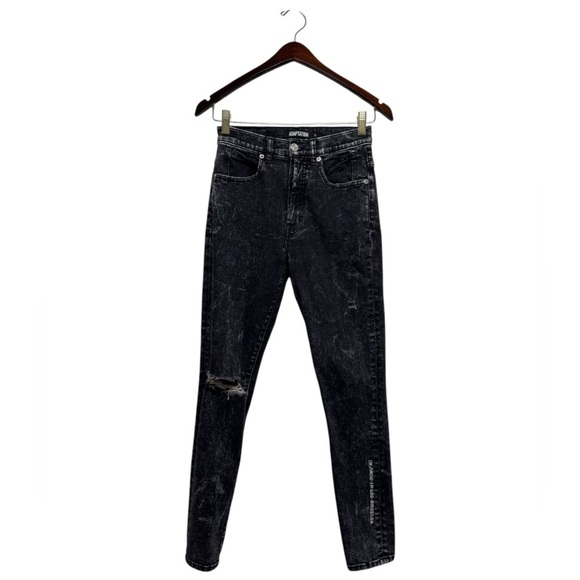 ADAPTATION Distressed Skinny Jeans Black Acid Wash 26 - Picture 1 of 10
